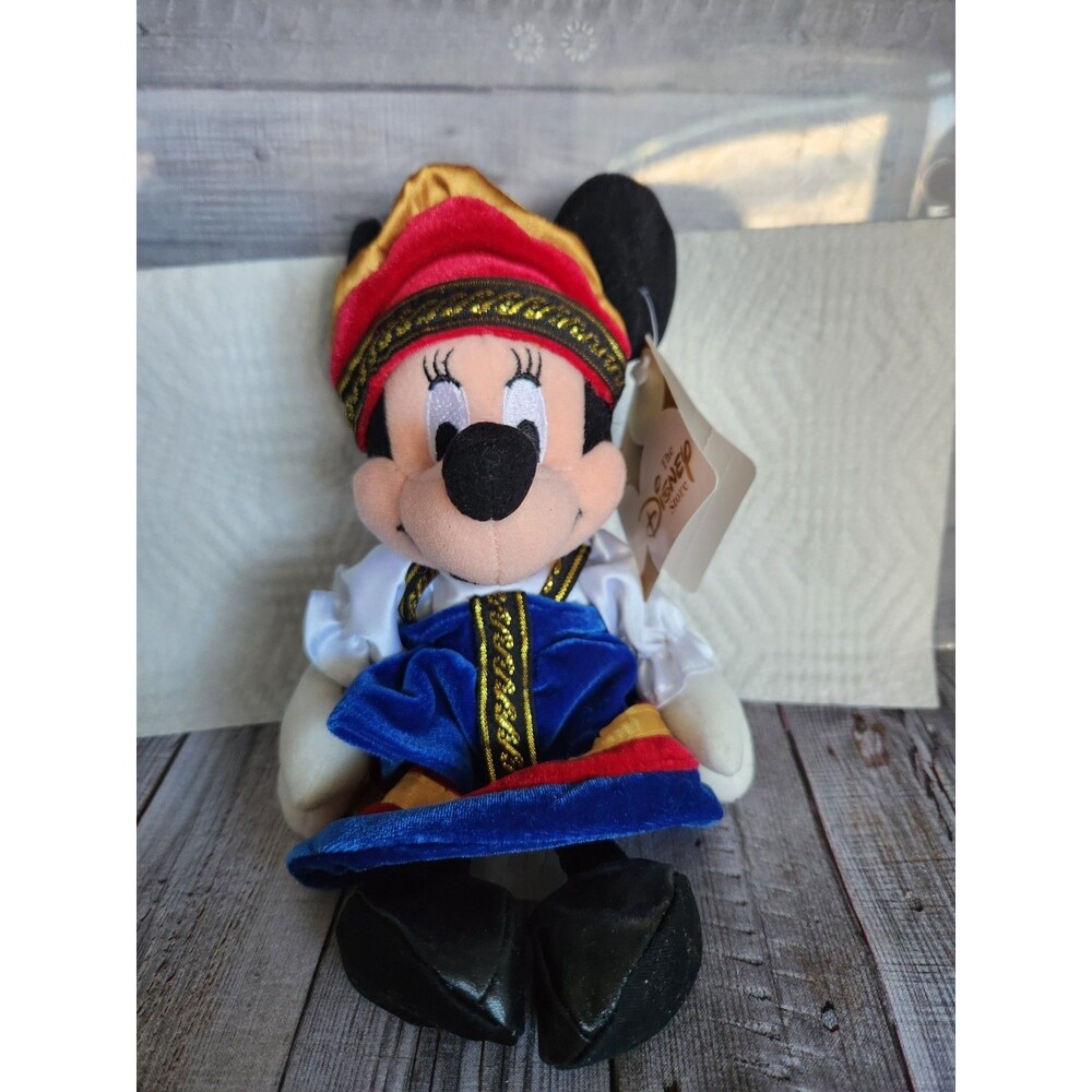 Disney Store Globe Trotting RUSSIAN MINNIE MOUSE Soft 8" Plush Bean Bag Toy NWT